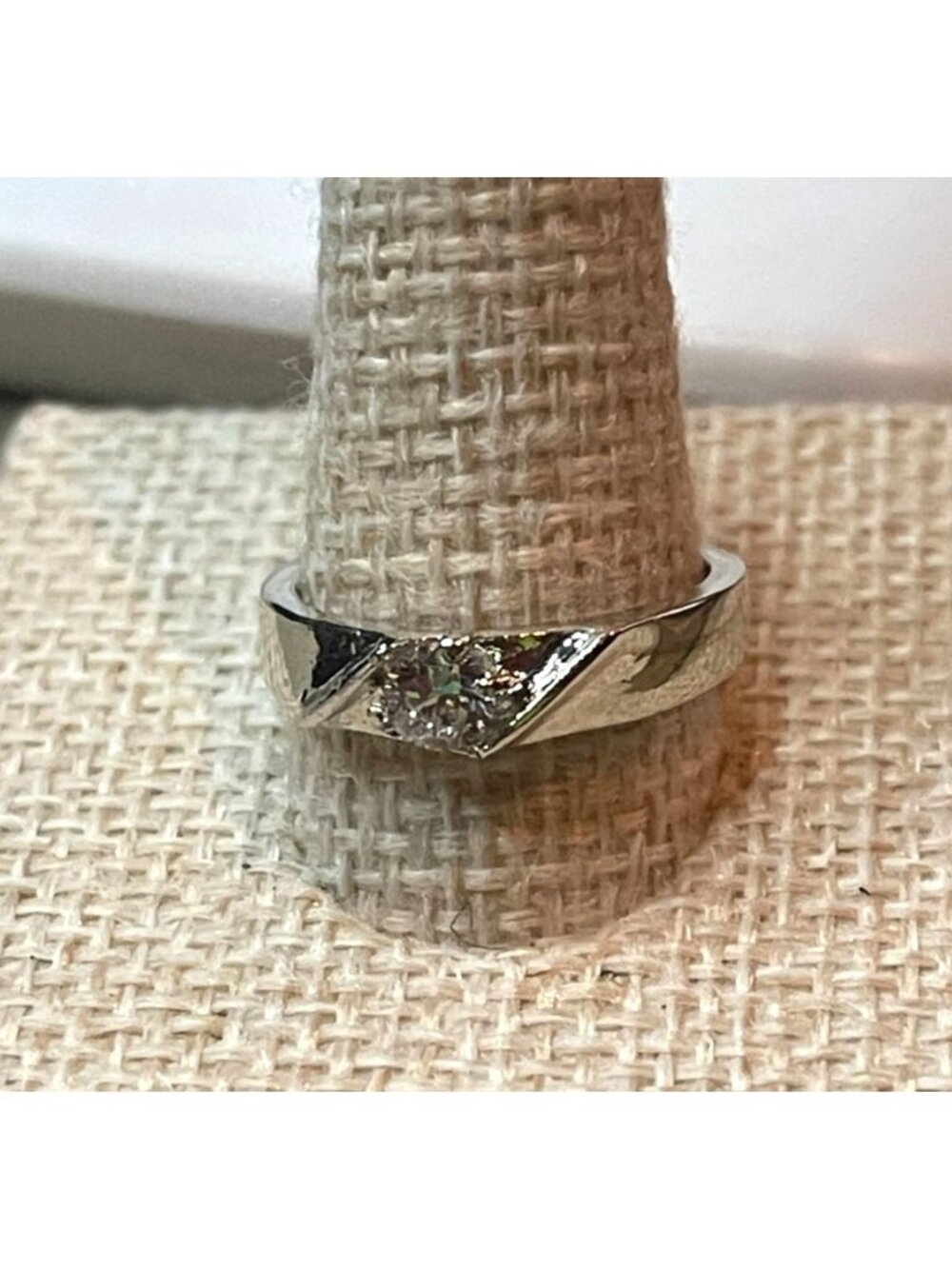 Chic Silver-Tone Crossover Costume Ring Size 6
